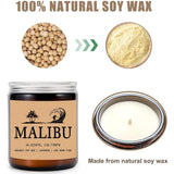 Malibu California Scented Soy Wax Candle - 8Oz, 50Hr Burn Time - Gift For Her/Him - Nautical Theme - Stress Relief, Sleep Promotion