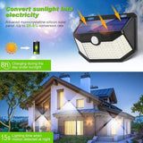 2 Pack 120 LED Solar Motion Sensor Lights IP65 Waterproof Outdoor Security Wall Lights