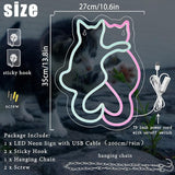 Two Cat Neon Signs LED Wall Light Cute Kawaii Animal 3D Decor for Bedroom Kids Room Living Room Party Gift