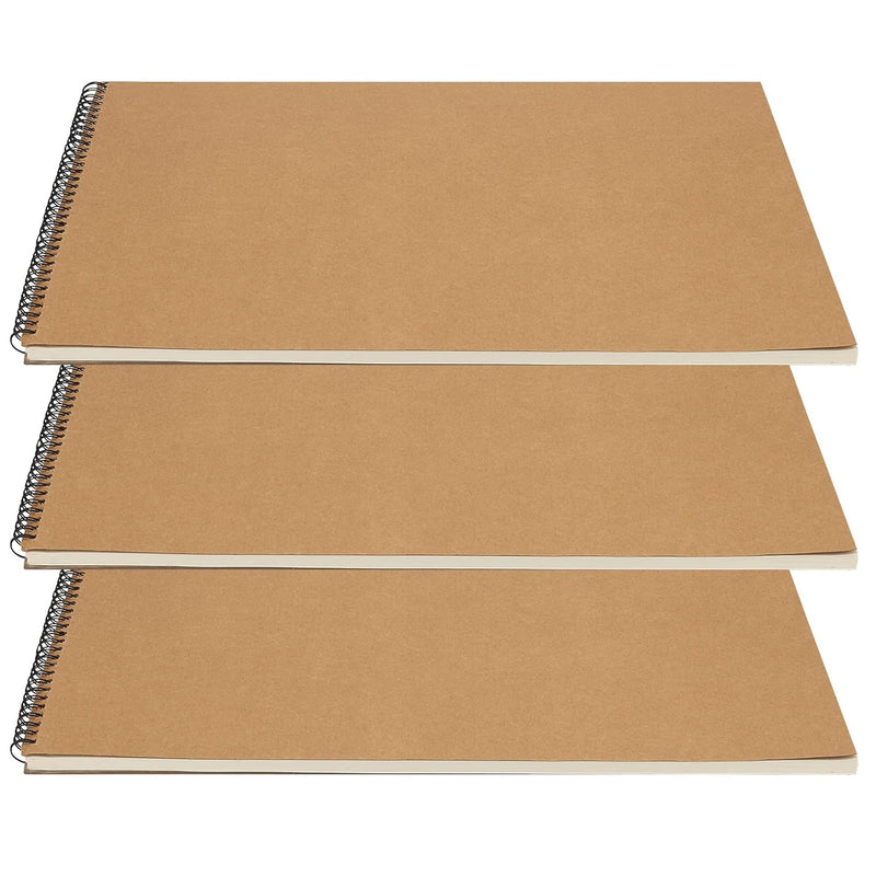 3 Pcs A3 Sketch Book, 42X29.7Cm Spiral Bound Drawing Pads, 160Gsm Landscape Sk