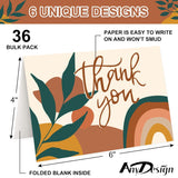 Boho Thank You Cards Bulk 36 Pack Bohemia Thank You Notes With Envelopes Stickers Abstract Rainbow Sun Blank Greeting Cards For Baby Shower Birthday Bridal Shower Holiday Supplies
