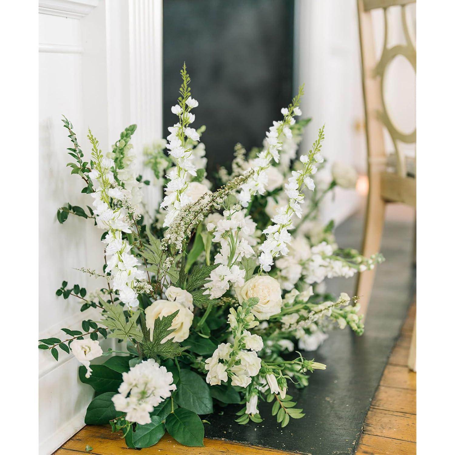 White Delphinium Artificial Flowers 6Pcs 40.55" Long Stem Silk Larkspur Snapdragon Flowers For Tall Vase For Home Wedding Table Decor(White)