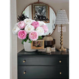 3.5'' Big Bloom Rose Artificial Flowers Pink 4Pcs Real Touch Rose Faux 17.7 Inch Long Stem Austen Roses Peonies Fake Flowers For Home Kitchen Party Christmas Flower Wedding Decor