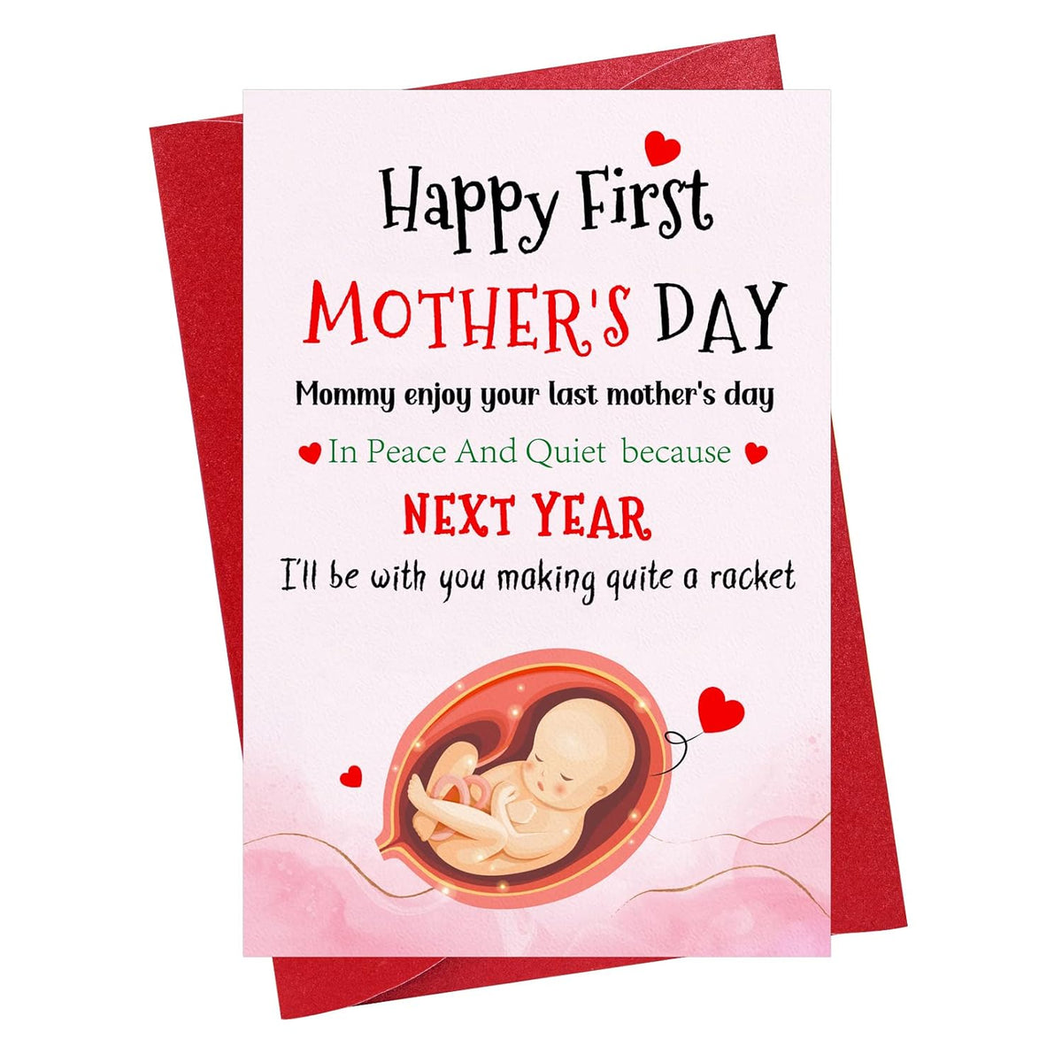 Funny First Mothers Day Card For New Mom From Daughter Son Baby, Happy 1St Mothers Day Gift Card For First Time, Expecting, New Mom Pregnant Daughter Sister Mommy To Be