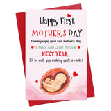 Funny First Mothers Day Card For New Mom From Daughter Son Baby, Happy 1St Mothers Day Gift Card For First Time, Expecting, New Mom Pregnant Daughter Sister Mommy To Be