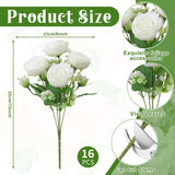 16 Pack White Peonies Artificial Flowers, Fake Silk Hydrangea Bouquet For Bridal Wedding Home Table Decor Reusable Dining Opening Ceremony Birthday Arrangement Faux Floral