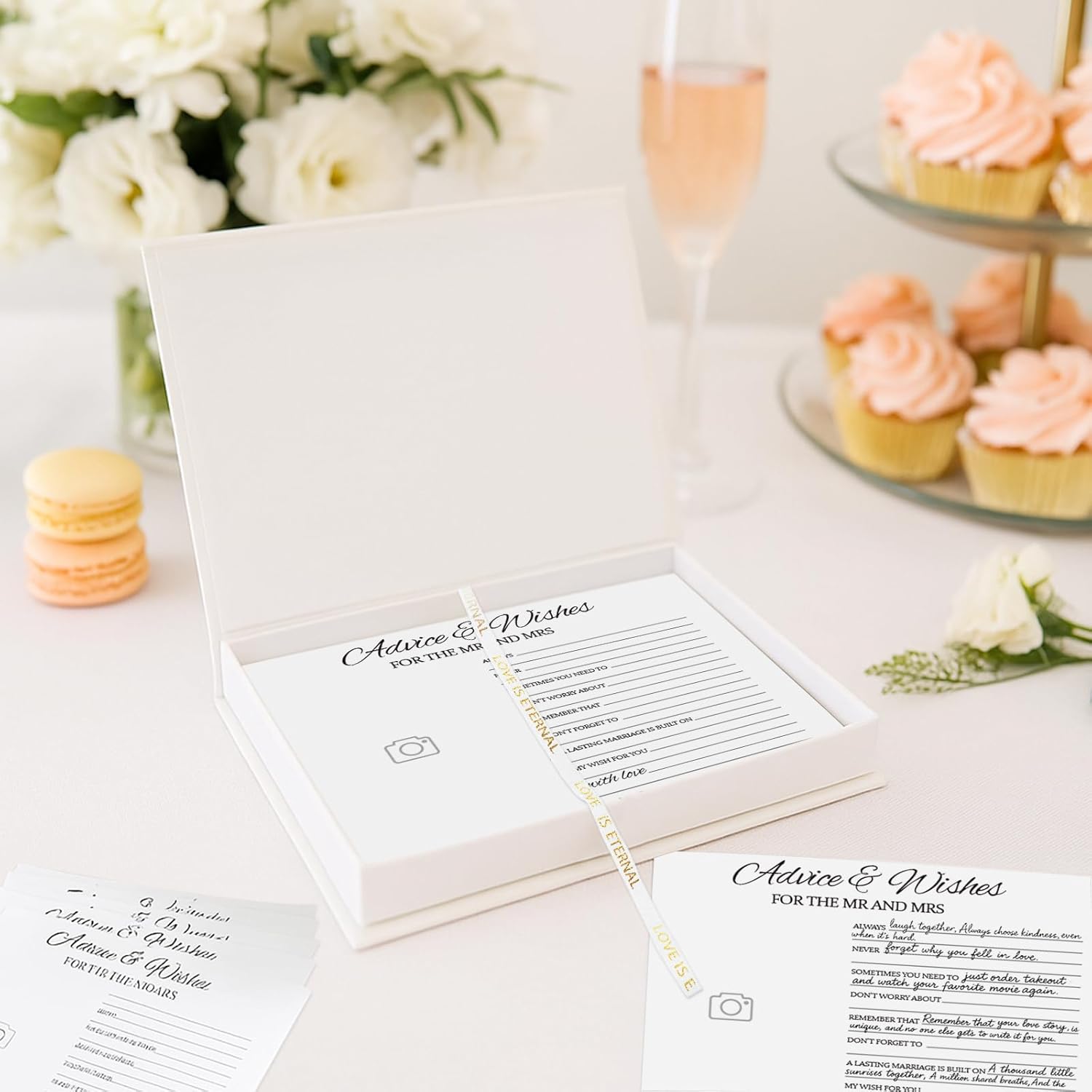 Advice And Wishes For The Mr And Mrs - 50Pcs Wedding Advice Cards & Box, Bridal Shower Game Card, Wedding Shower Decorations