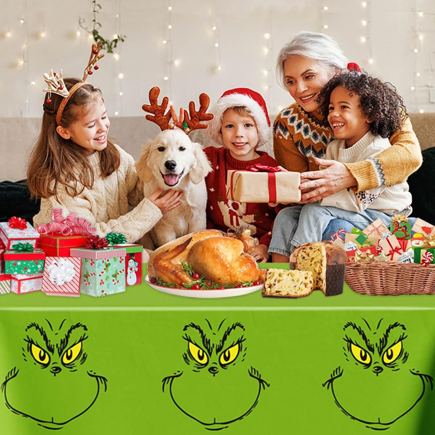 3 Packs Merry Grinchmas Tablecloths 54 X 108 Inch Whoville Christmas Xmas Winter Holiday Season Plastic Table Cover For Funny Cartoon Character Party Decoration
