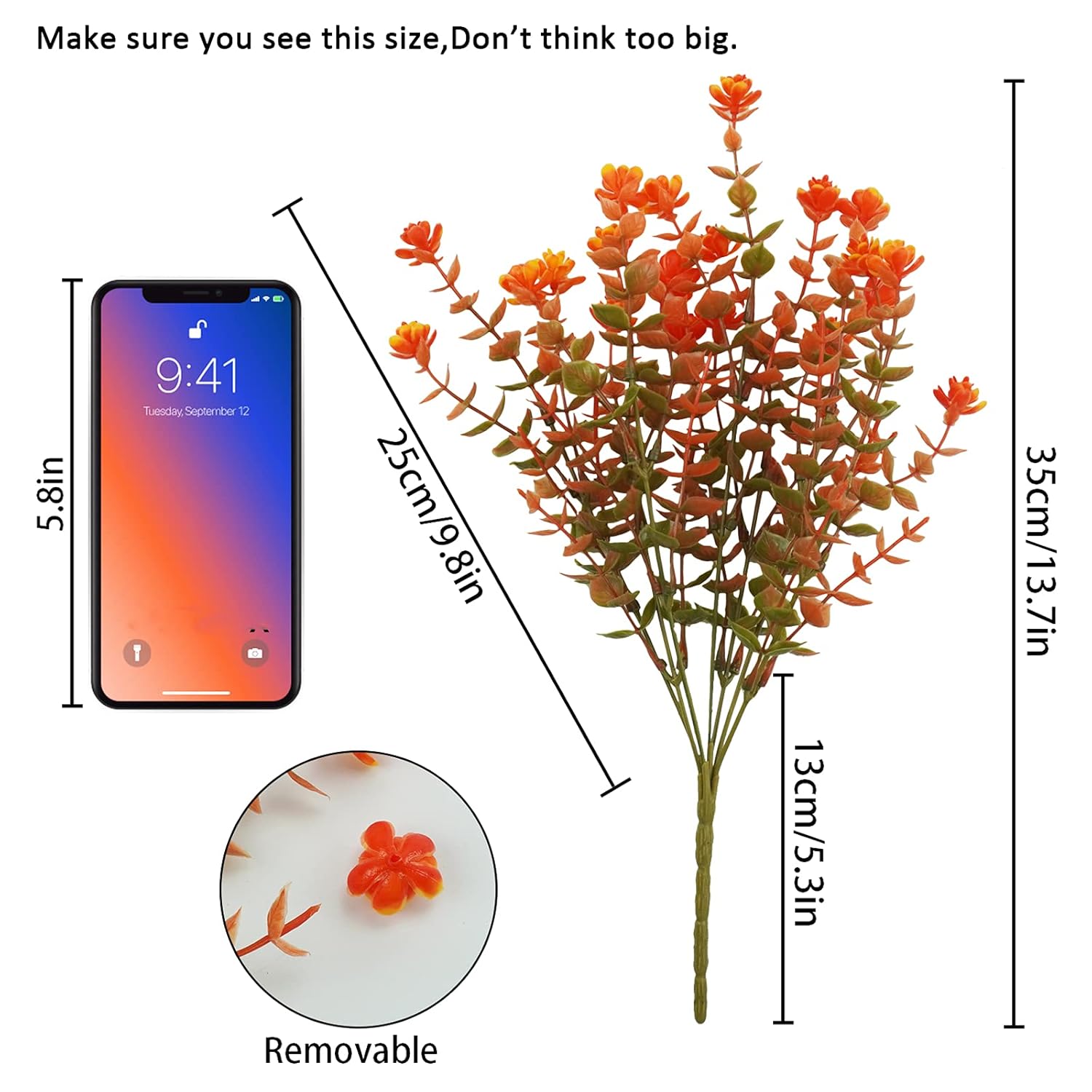 24Pcs Artificial Fall Flowers For Outdoors Uv Resistant Faux Autumn Plants Bushes No Fade Plastic Plants For Outside Garden Porch Window Box Fall Décor Orange