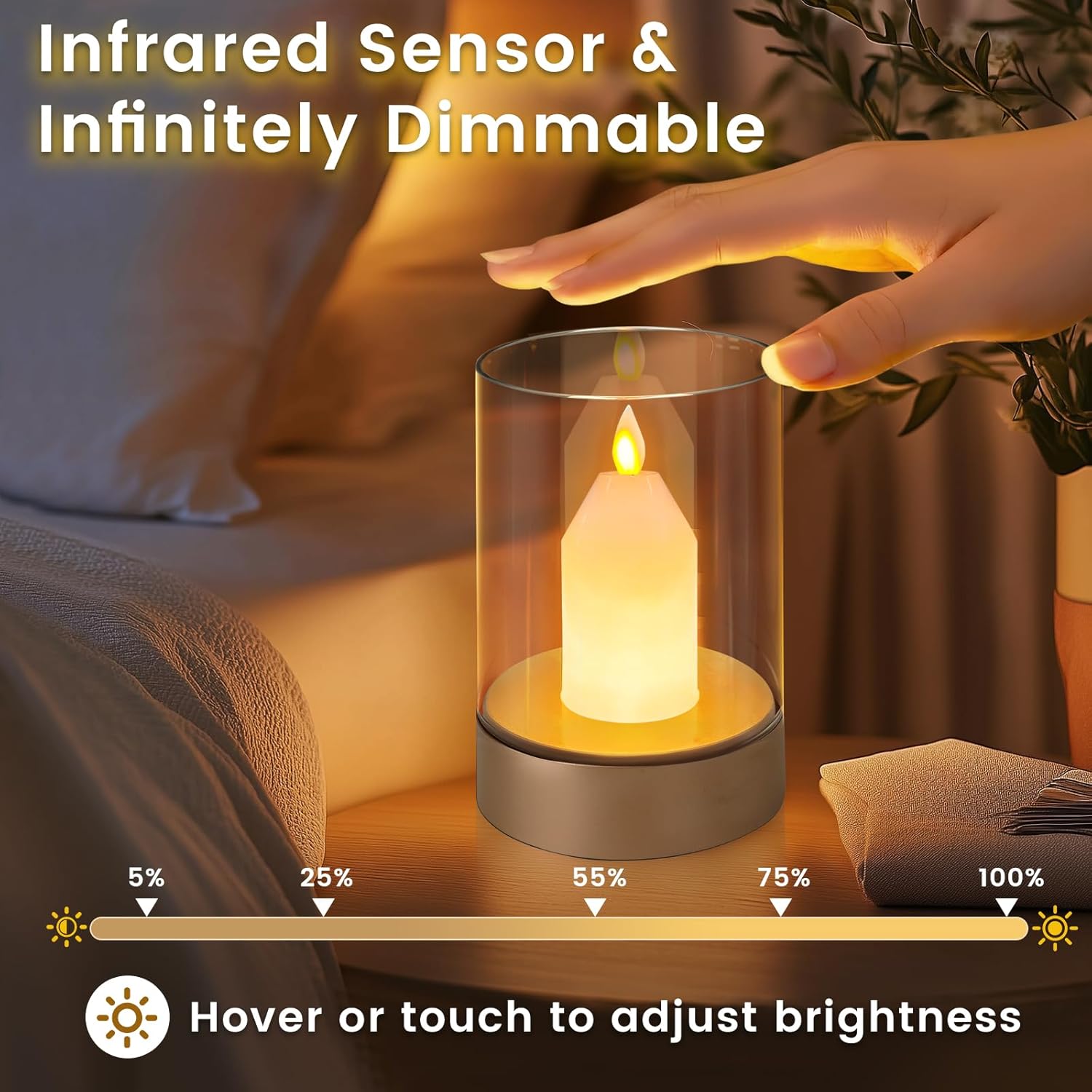 Flameless Candles For Home Decor, Gesture Control Dimmable Led Candles, Realistic Flickering Flame Light For Wedding Centerpieces, Table, Party, Gift