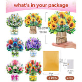 Pop Up Card Floral Bouquets For Women, Dasiy Sunflower Voilet Tulip Dahlia Rose Greeting Set For Grandmother Mom Wife Sister Mother'S Day Birthday Gift, Includes Envelopes And Blank Note Card