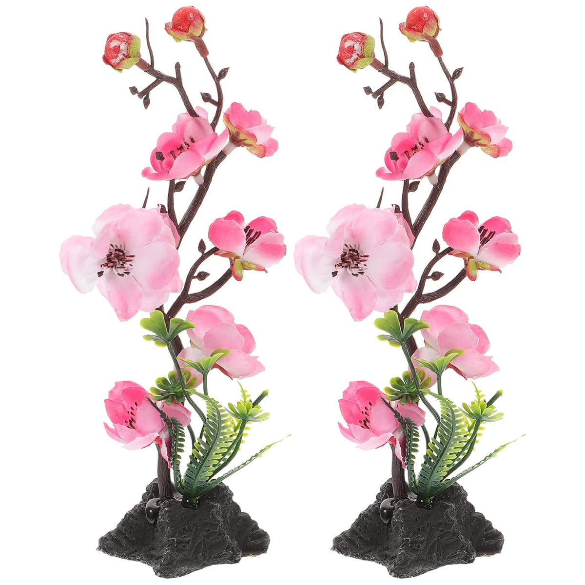 Blossom Platter Decoration Japanese Style Plum Flower Artificial Flowers Table Accent For Home Kitchen Dining And Restaurant Serving 2.36X2.36X8.25 Inches