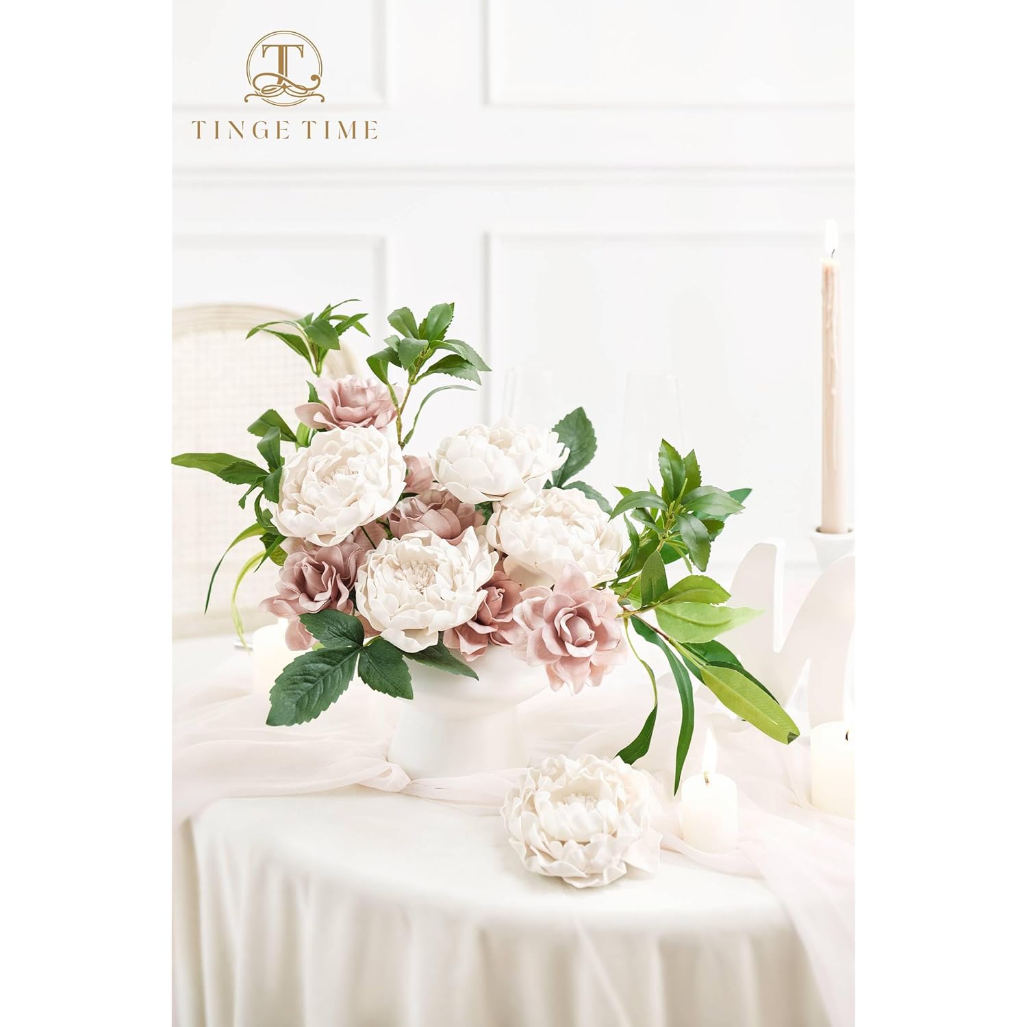 Artificial Blooming Peony Flowers For Decoration Real Looking 16Pcs Mild Pink Fake Flowers With Stem For Diy Wedding Bouquets Home Decor Centerpieces Bridal Shower Party