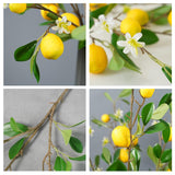 5Pcs Artificial Lemon Branches 68Cm Long Stem Yellow Lemons Picks With Green Leaves And Flowers, For Home Kitchen Farmhouse Table Centerpiece