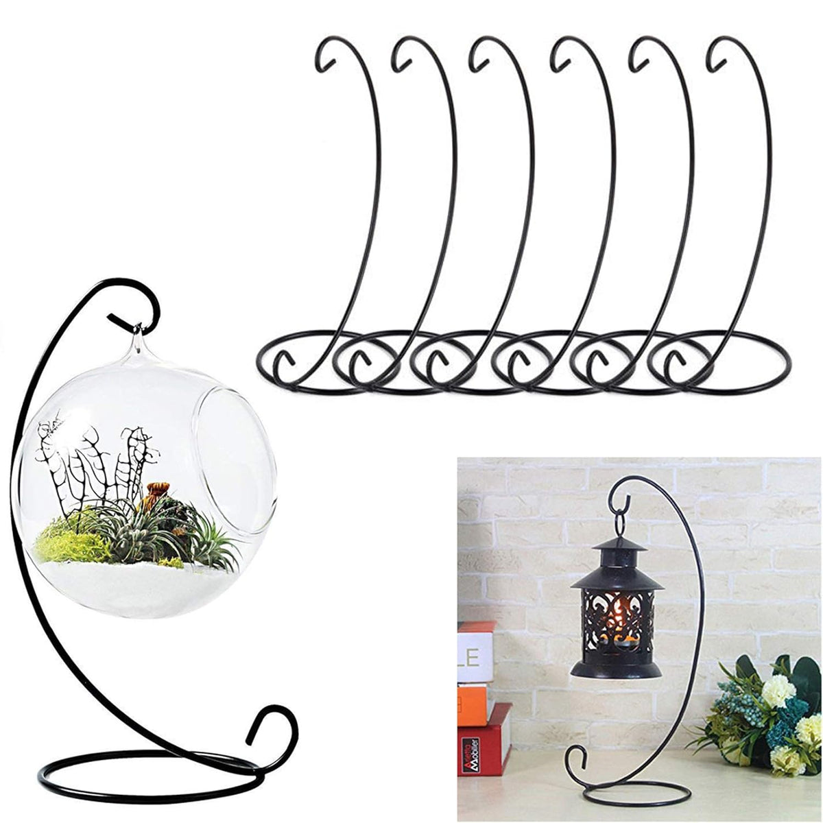 Set Of 6 Christmas Ornament Display Stands Holder Hooks Hanging Lantern Candle Glass Bauble Sphere Tree Plant Light Candle Easter Egg Ball Wedding Decoration 9'