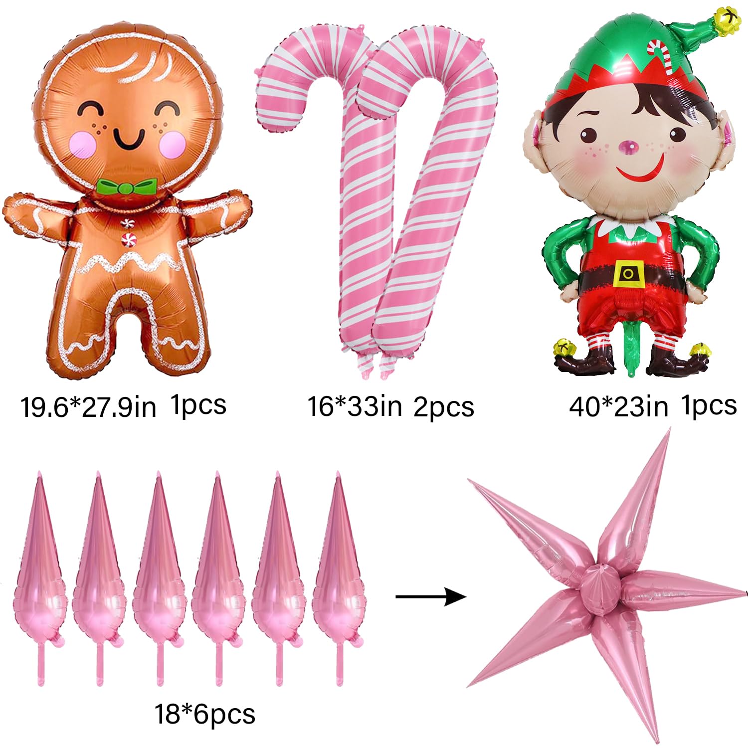 Gingerbread Balloon Arch Garland Kit 153 Pcs Christmas Balloon Garland Arch Pink Christmas Balloons Giant Gingerbread Man Candy Cane Balloon For Christmas Gingerbread House New Year Party Supplies