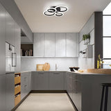 Modern 4 Ring Black LED Ceiling Light 4000K Flush Mount Fixture