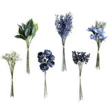 Artificial Greenery Filler Stems Box Set, 53 Pcs With 6 Kinds Fuax Greenery Stems For Diy Table Filler Decor Wedding Centerpices Bridal Bouquet Table Centerpieces, Navy Blue