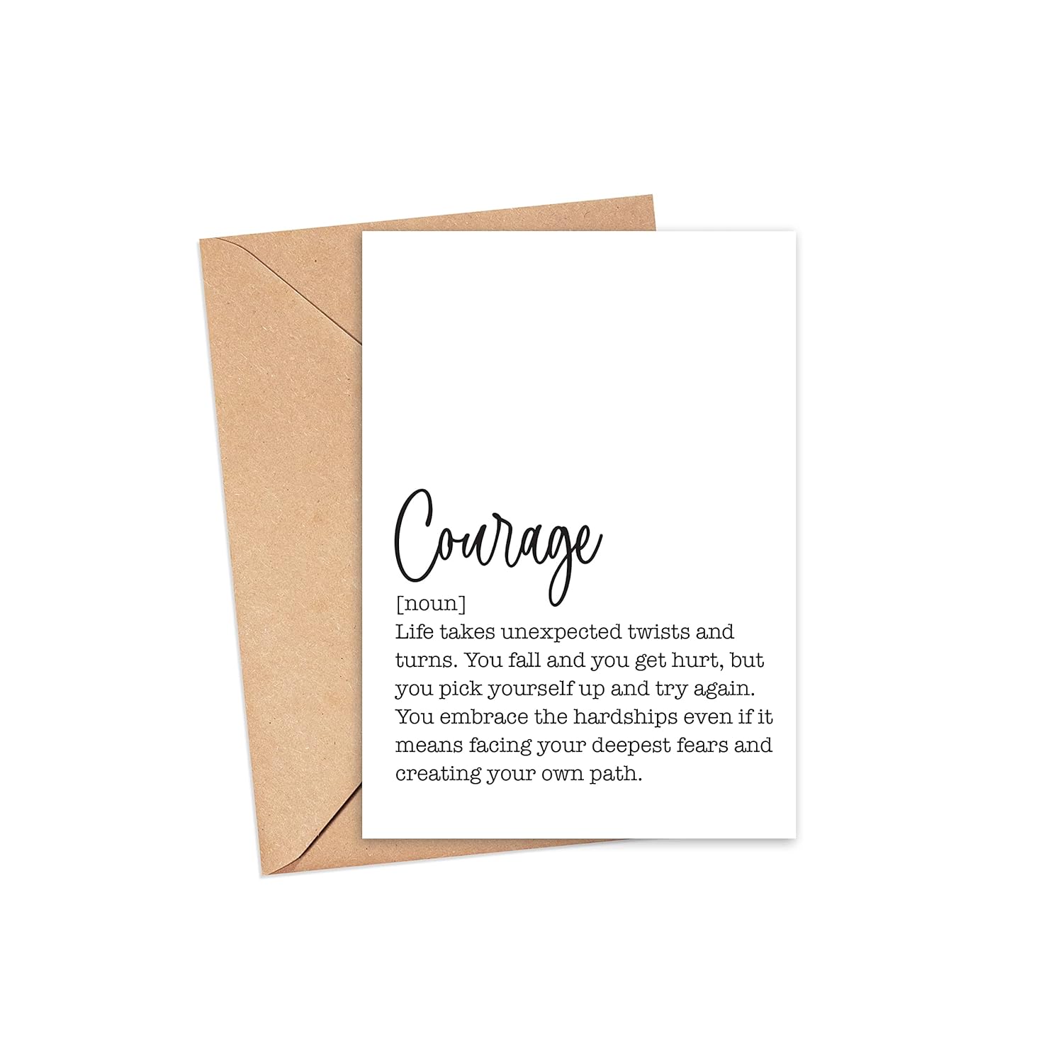 Definition Of Courage Card, Strength, Thinking Of You, Encouragement Sentimenal Greeting Card, Blank Inside