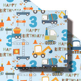 Blue Cartoon Cars & Trucks Birthday Wrapping Paper - 17" X 16.4Ft - 3Rd Birthday Boys