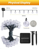 36FT Solar Crystal Globe String Lights 60 LED Warm White Waterproof Patio Lights