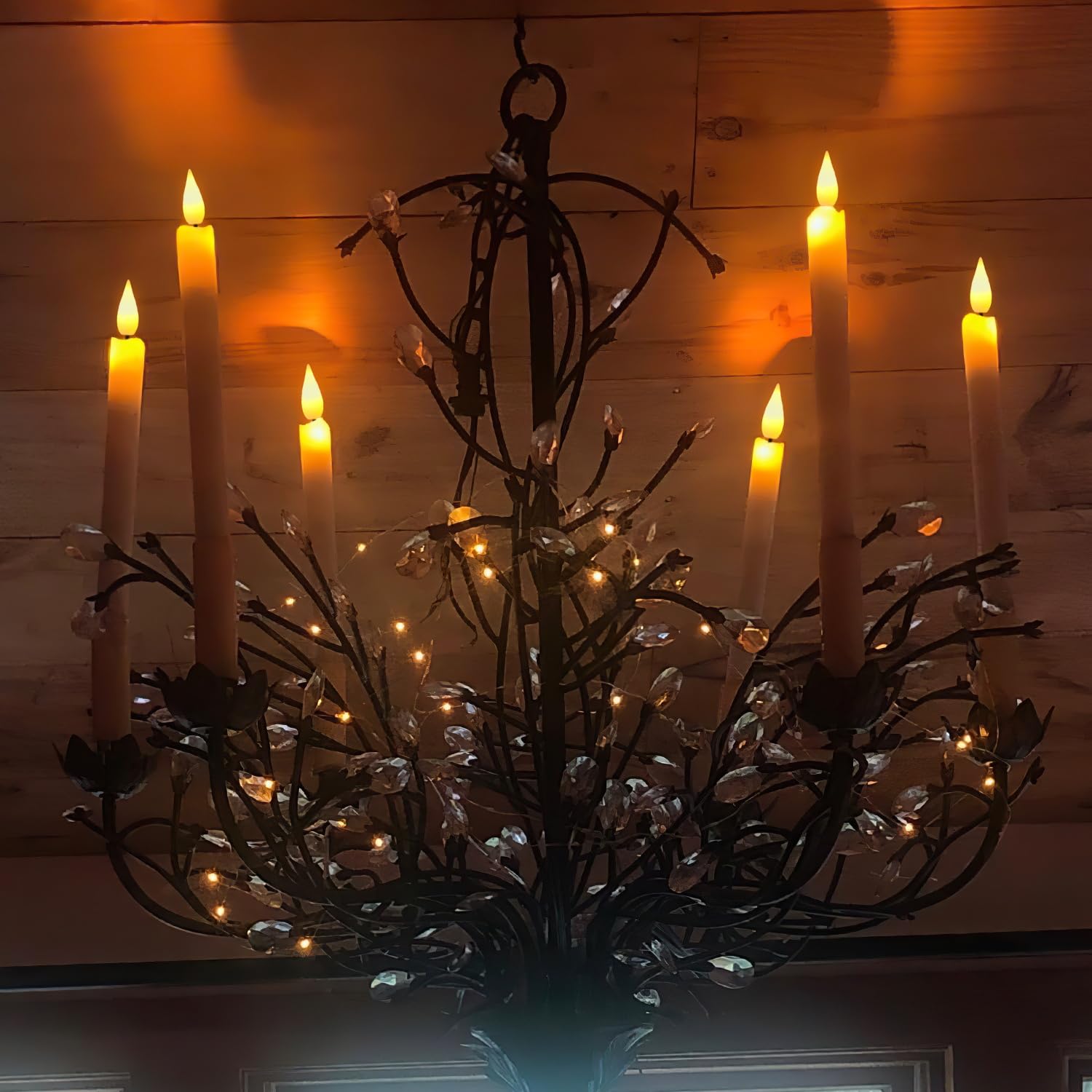 Real Wax Flameless Taper Candles, 9.6 Inches Led Candlesticks With 3D Wick, Flickering Flame Battery Operated Candles For Wedding Christmas Decor, 6Pcs