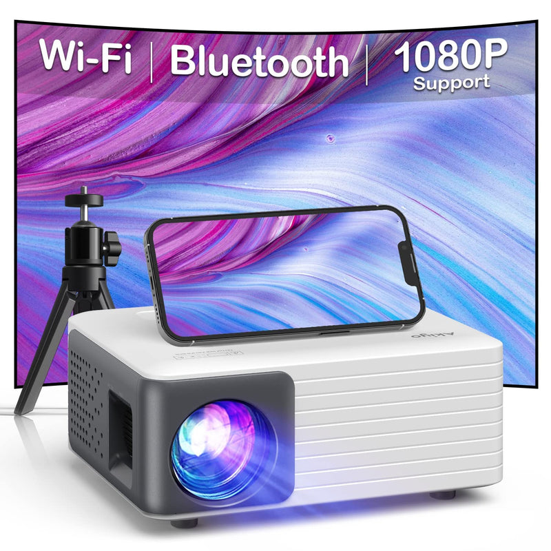 Mini Projector, 1080P, WiFi/Bluetooth, Stand, iOS/Android/TV Stick/PS5