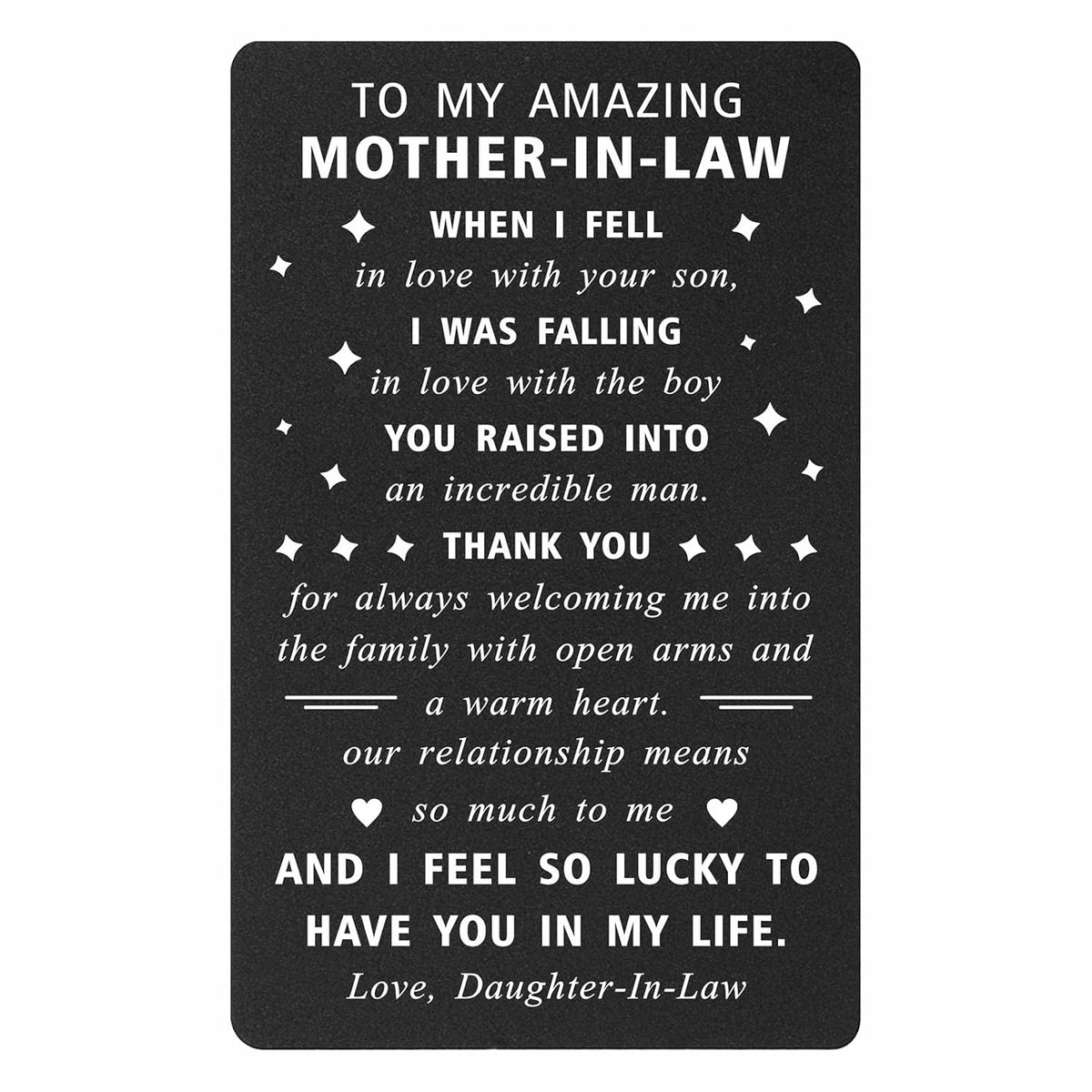 Mothers Day Gift From Daughter In Law, Mother Of The Groom Gifts From Bride, Mother In Law Birthday Card Wedding Day, Metal Wallet Card