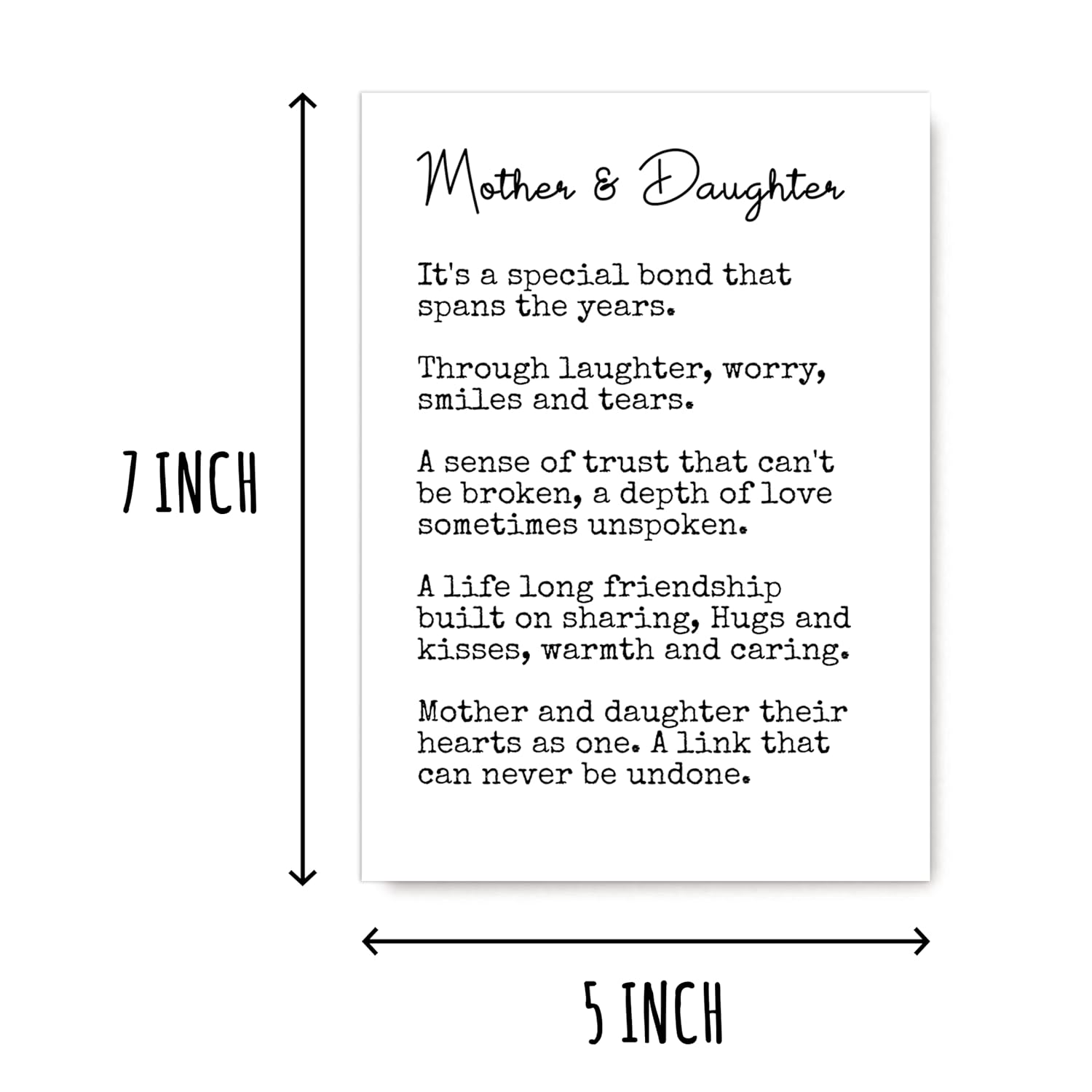 Mother And Daughter It'S A Bond That Spans The Years - Meaningful Gift Cards - Mum Card - Mum Birthday Card Daughter Card - Mother'S Day Card