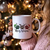 Christmas Dog Mugs, Merry Woofmas Christmas Dog Paw Coffee Mugs Gifts For Women Girls Dog Lovers, Holiday Drinking Party Mug For Table Decortaions, 11Oz Ceramic Cup