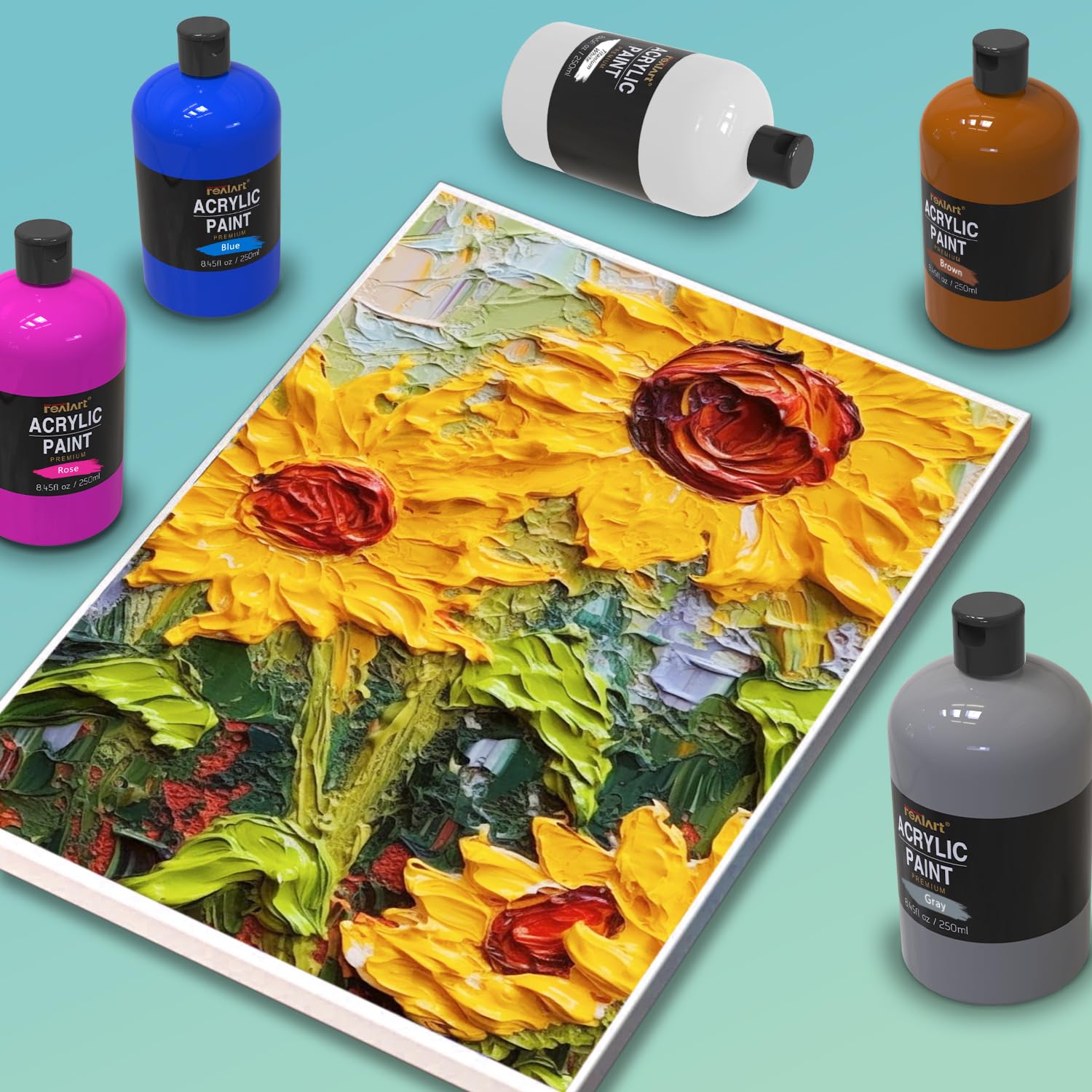 Large Acrylic Paint Set (8.45Oz / 250Ml) Bulk Acrylic Paint Bulk Art Supplies For Canvas Painting