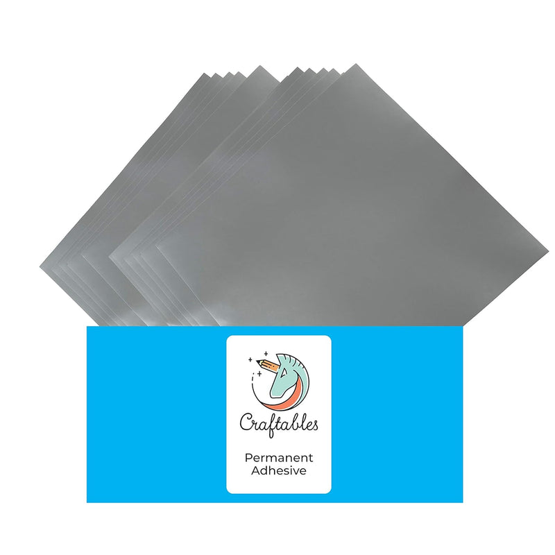 Silver Vinyl Sheets - Permanent, Adhesive, Glossy & Waterproof | (10)