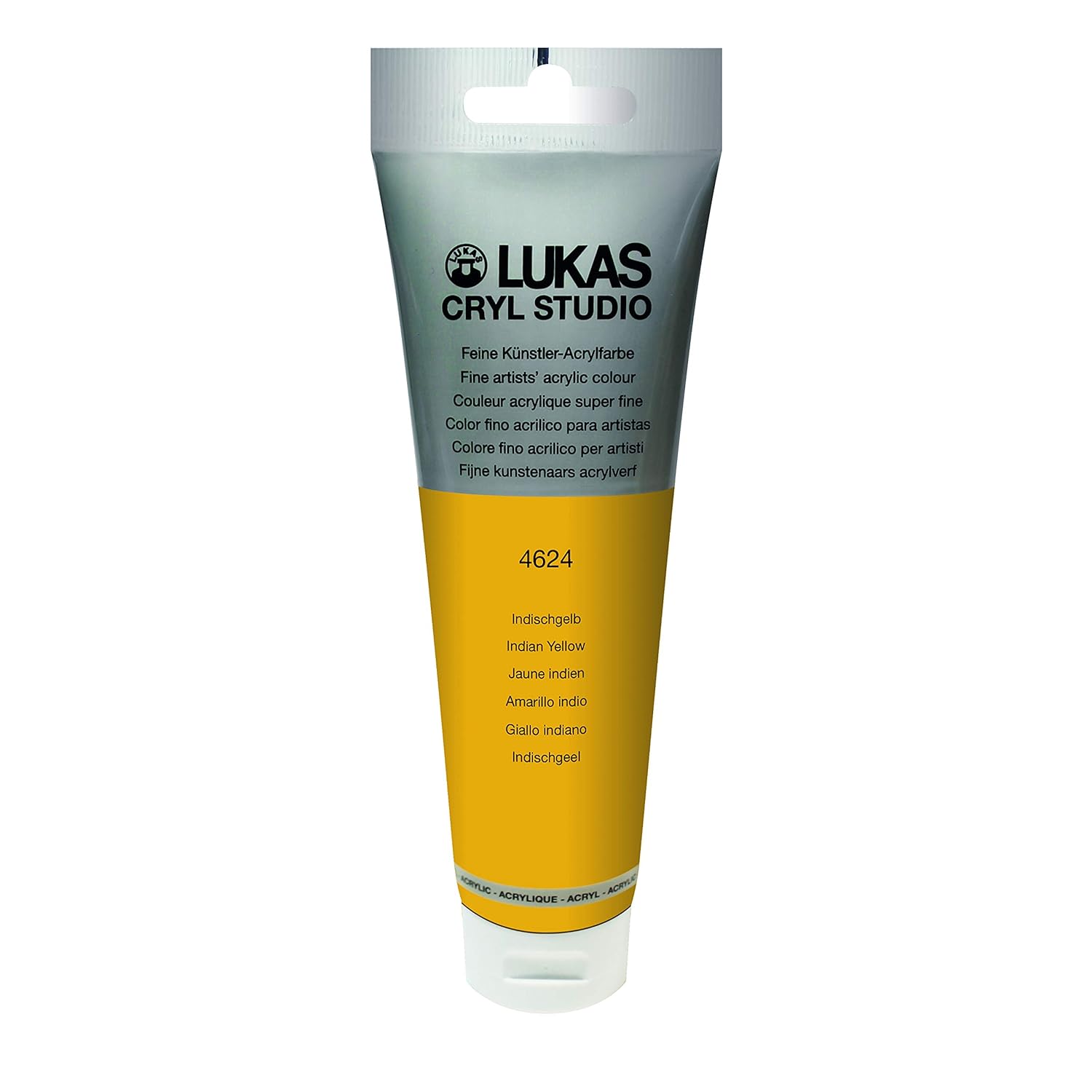 Lukas CRYL Studio Artist Acrylic Paint, Indian Yellow, 125 ml Tube - High Pigment Acrylic Paints for Canvas Painting, Large Scale Works - Medium-Viscosity, Water-Mixable, Fast Drying