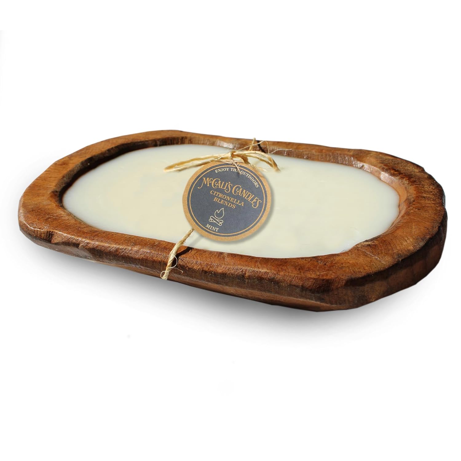 McCall’s Candles | Citronella Mint | Rustic Wooden Bread Bowl Candle | Multi-Wick | USA-Poured Wax | Outdoor-Ready | Reusable Hand-Carved Bowl