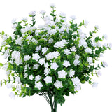 4 Bundles Outdoor Artificial Fake Flowers No Fade Uv Resistant Faux Plastic Plants For Hanging Planter Patio Yard Wedding Indoor Home Kitchen Farmhouse Décor (White)