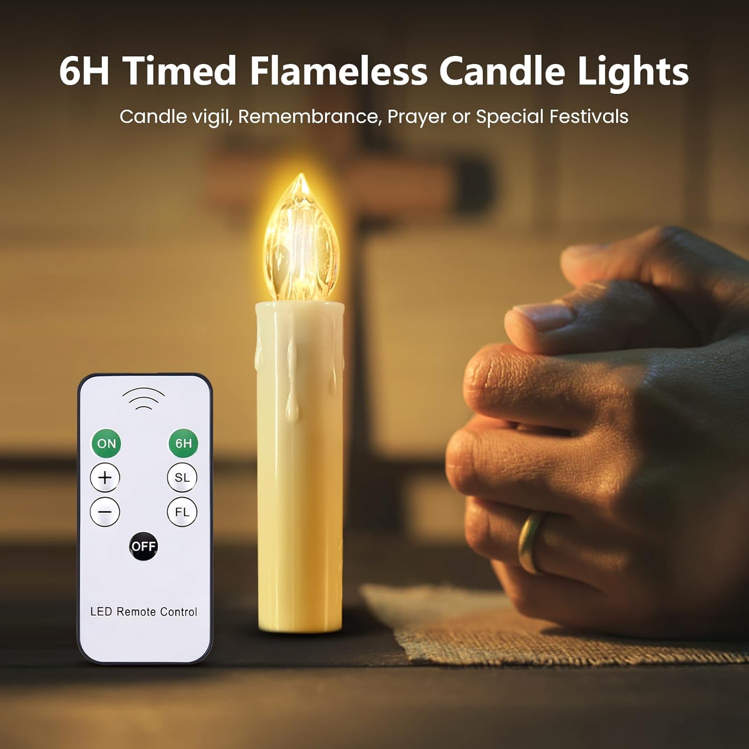 Flameless Christmas Trees Candles, 12Pcs Led Flickering Lights Battery Operated Candlesticks With Remote Timer/Clips, Warm White Window Taper Candles For Home Wedding Halloween Birthday Decor