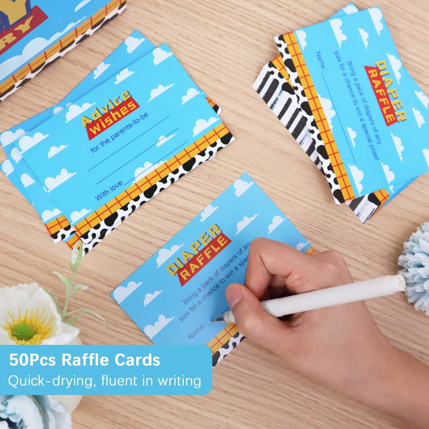 Boy Story Baby Shower Decorations Diaper Raffle Box With 50 Tickets Cards,It'S A Boy Story Baby Shower Theme Game