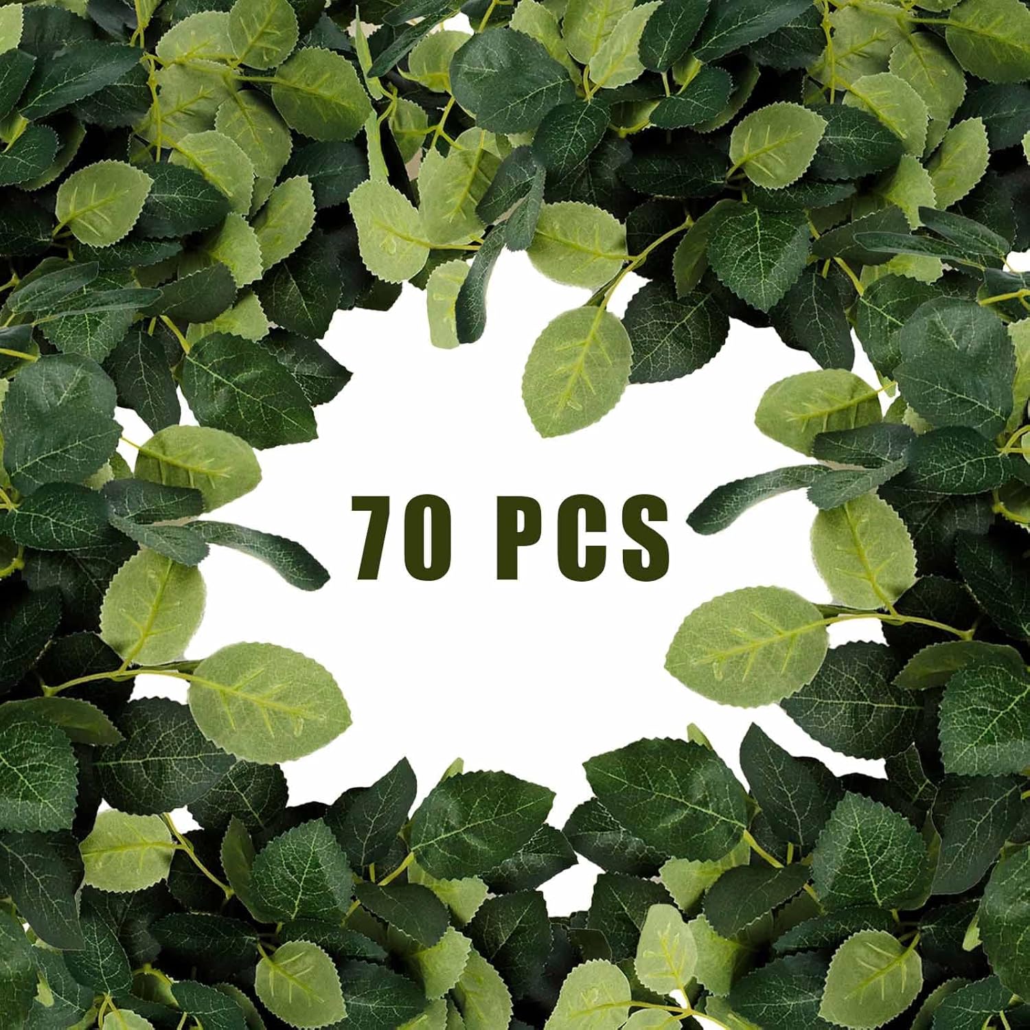 70Pcs Artificial Green Rose Leaves Fake Plant Leaf Bulk Silk Greenery Fake Rose Leaves For Wedding Bouquets Birthday Party Decorations