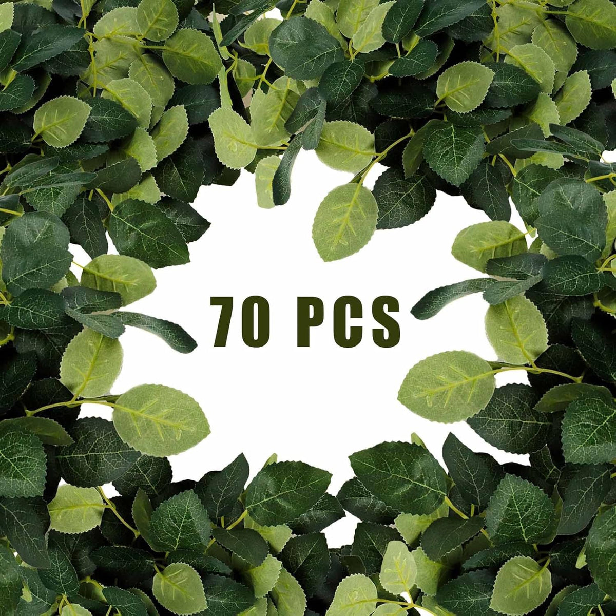 70Pcs Artificial Green Rose Leaves Fake Plant Leaf Bulk Silk Greenery Fake Rose Leaves For Wedding Bouquets Birthday Party Decorations
