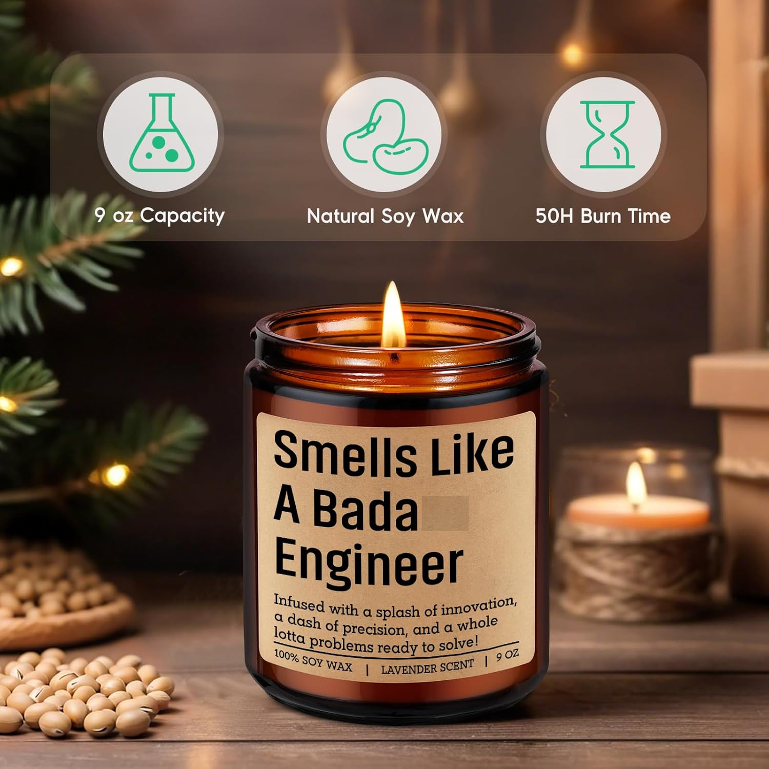 Candle, Engineer Gifts For Men, Women - Graduation, Valentines Day, Birthday, Engineering Gifts For Engineers, Students, Grads - Mechanical Civil Electrical Software Aerospace Engineering Ideas