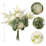 Artificial Flowers Fake Flower Plants Silk Dahlia Flowers Bouquet Plastic Floral Arrangement Rustic Faux Flower For Wedding Bouquet Home Vase Table Party Decor (Dahlia-Green)
