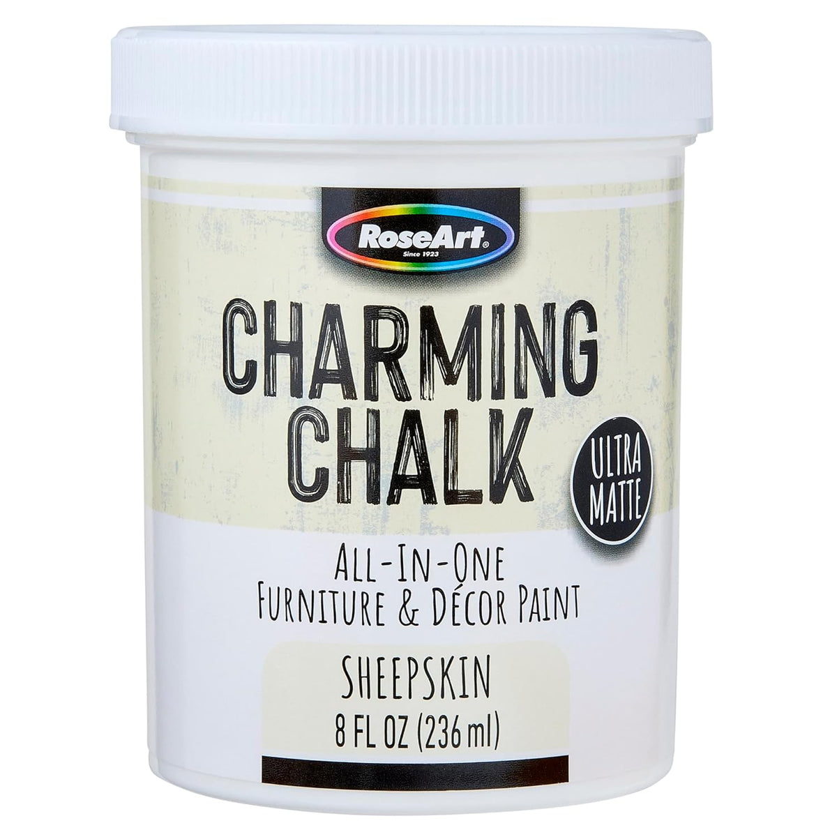 Charming Chalk All-In-One Furniture & Décor Paint - 8oz Sheepskin Cream, Ultra Matte Chalk Finish Paint, Ideal For All Techniques Including Distressing, No Prep Needed, Made In USA