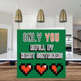 Funny Gamer Valentine'S Day Card - Retro Gaming Anniversary Card For Boyfriend, Girlfriend, Husband, Wife - 8 Bit Love Design - Happy Anniversary Moment For Men, Women, Her, Him, 5.7 X 5.7 Inches