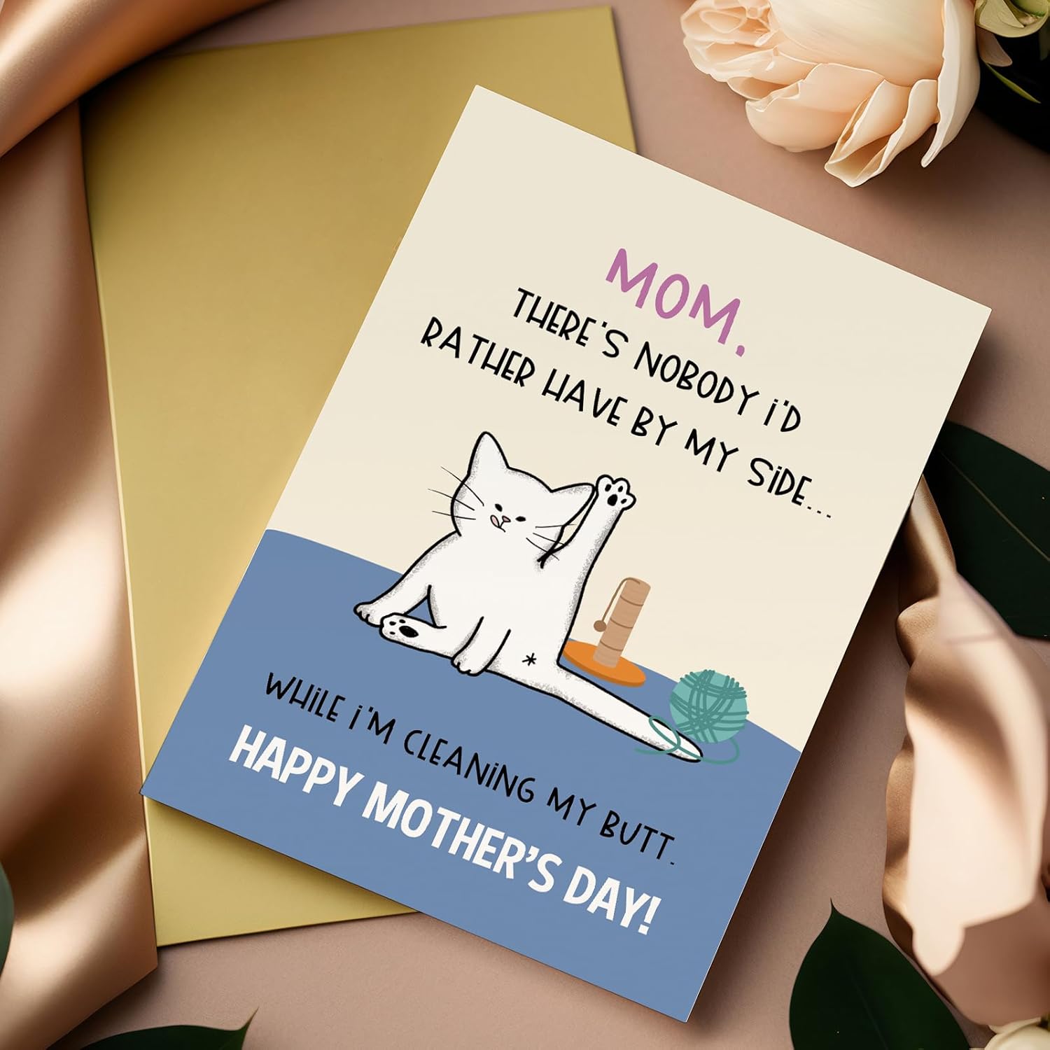 Funny Mother'S Day Card For Cat Mom, Cute Cat Mothers Day Card, Humorous Mother'S Day Card For Cat Lover Owner, Happy Mother'S Day Card From Cat