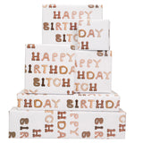 Funny Shape Alphabet Wrapping Paper - Happy Birthday Bixxh - Rude For Men, Women, Adults - 19.6 X 27.8 Inches (6 Sheets)