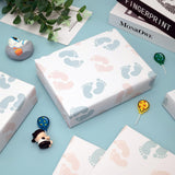 Baby Feet Wrapping Paper 6 Pc Blue Pink Footprints Wrap Paper Folded Flat For Boy Girl Infant Baby Shower Birthday Holiday Party 19.6 X27.8Inch
