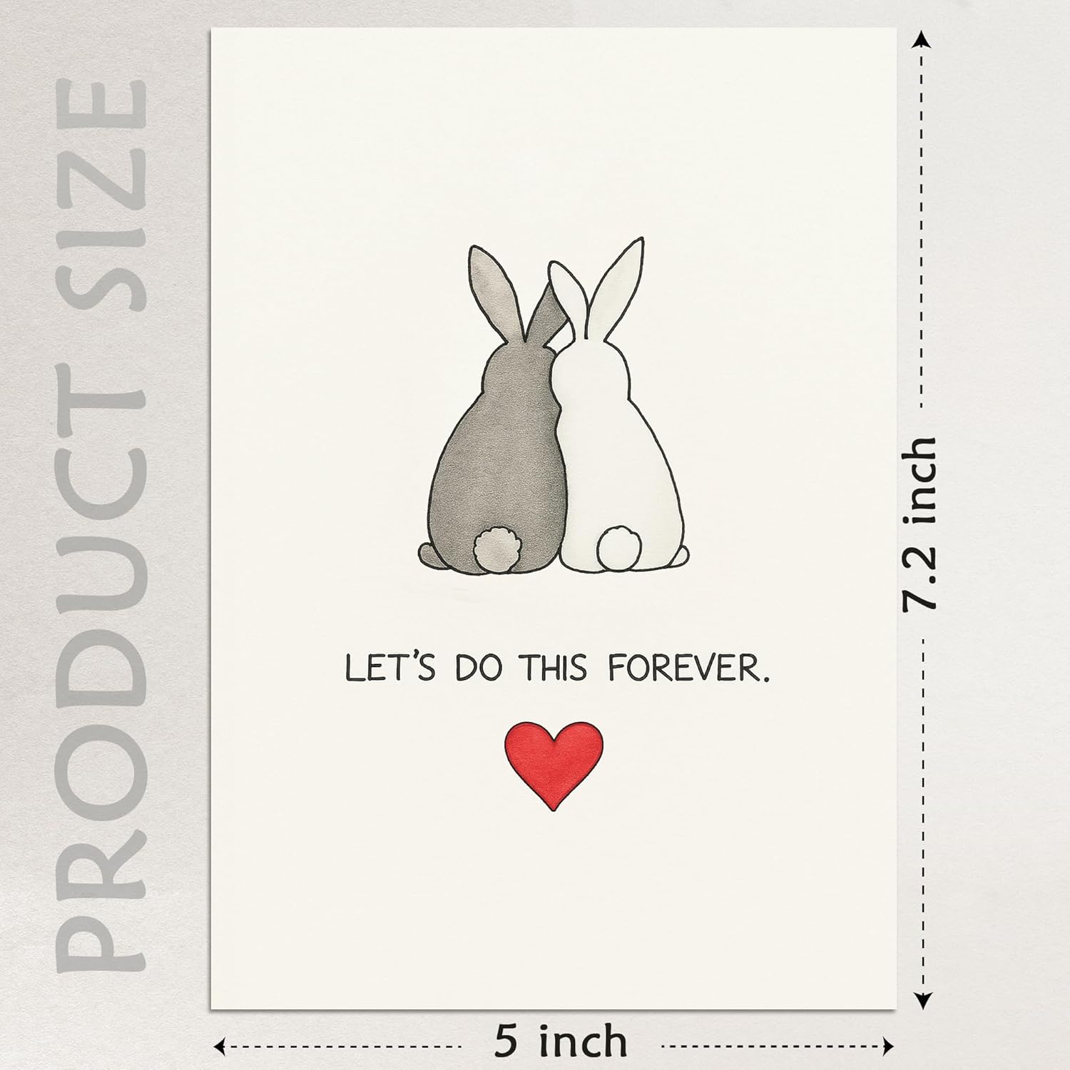 Romantic Valentines Day Card With Envelopes - Sweetest Day Cards For Him And Her - Anniversary Card For Husband, Wife, Fiance, Boyfriend, Girlfriend - Bunny Birthday Card Gift 5X7 Inch
