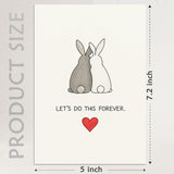Romantic Valentines Day Card With Envelopes - Sweetest Day Cards For Him And Her - Anniversary Card For Husband, Wife, Fiance, Boyfriend, Girlfriend - Bunny Birthday Card Gift 5X7 Inch