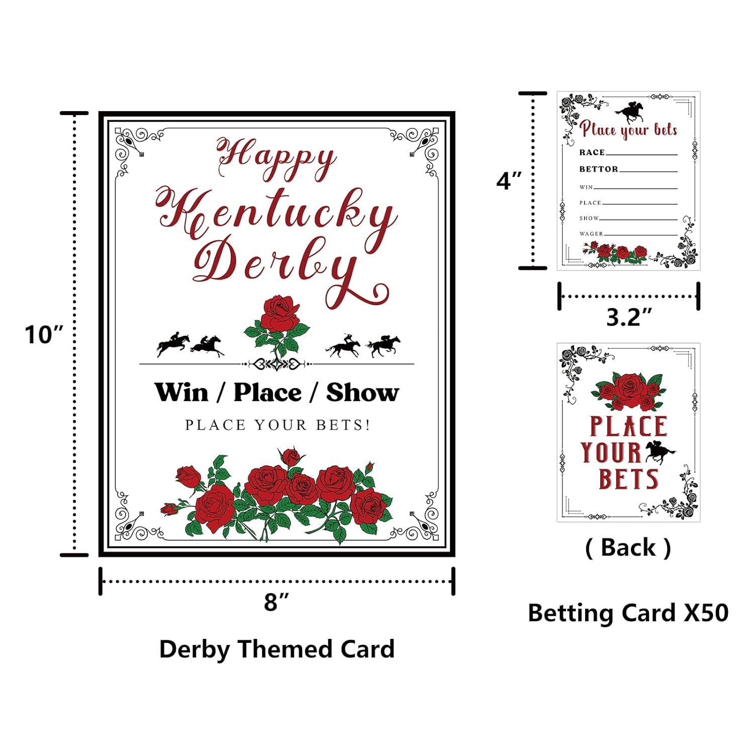 50Pcs Kentucky Horse Derby Bets Card – Horse Racing Invitation Betting Guessing Game Cards Party Supplies