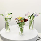 11Pcs Cute Mini Glass Flower Decoration Hand Blown Glass Flowers Bouquet Small Flower Vase Ornaments For Gift Mothers Day, Birthday, Christmas Festival Diy Craft